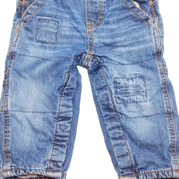 Oshkosh B'Gosh Baby Boys 12 Months Plaid Flannel lined Blue Denim Overalls - Picture 6 of 9